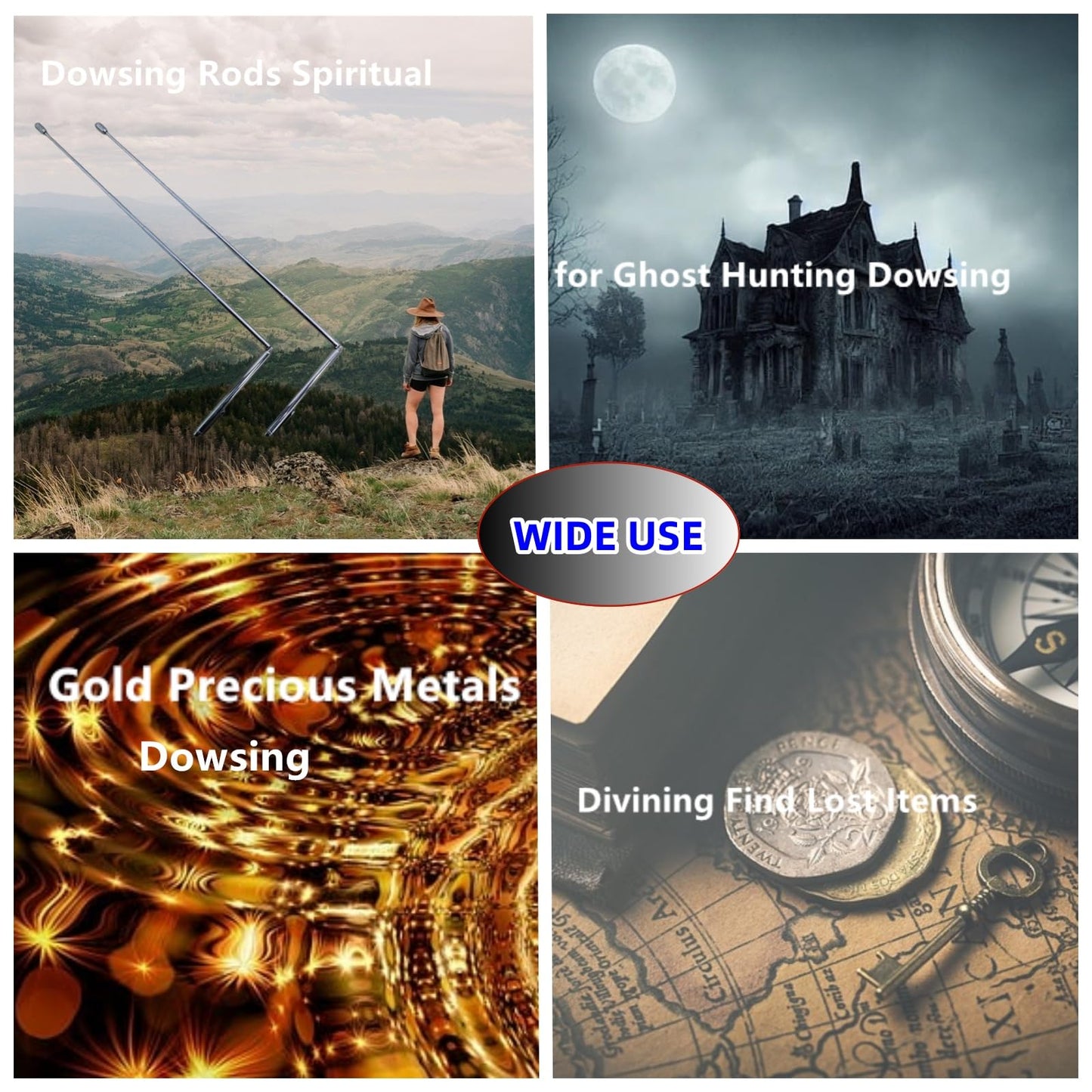 SNOPPZQN Dowsing Rods Spiritual,2pcs Divining Rods for Dousing Ghost Hunting Spirit,Witching Sticks for Water Divining, Energy Healing, Paranormal Treasure, Buried Items Yes No Questions
