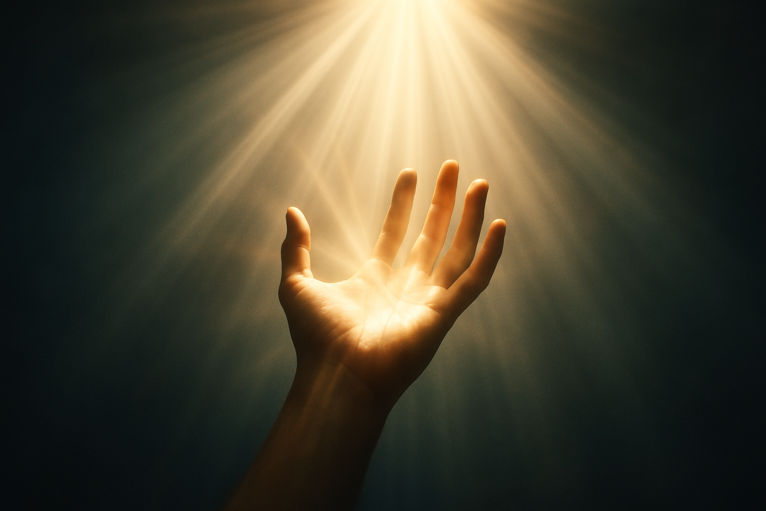 Show a Hand with light casting into the air